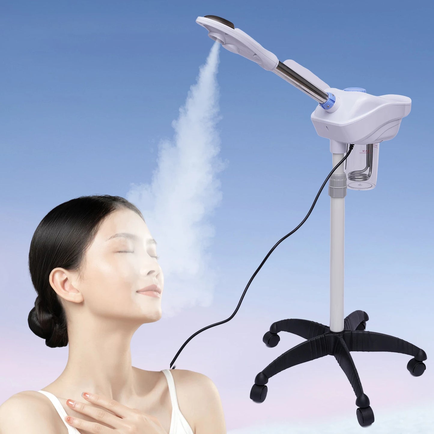 Professional Facial Steamer with Hot Mist Function Multifunctional Facial Steamer with Herbal Cup 360 Rotating Nozzle