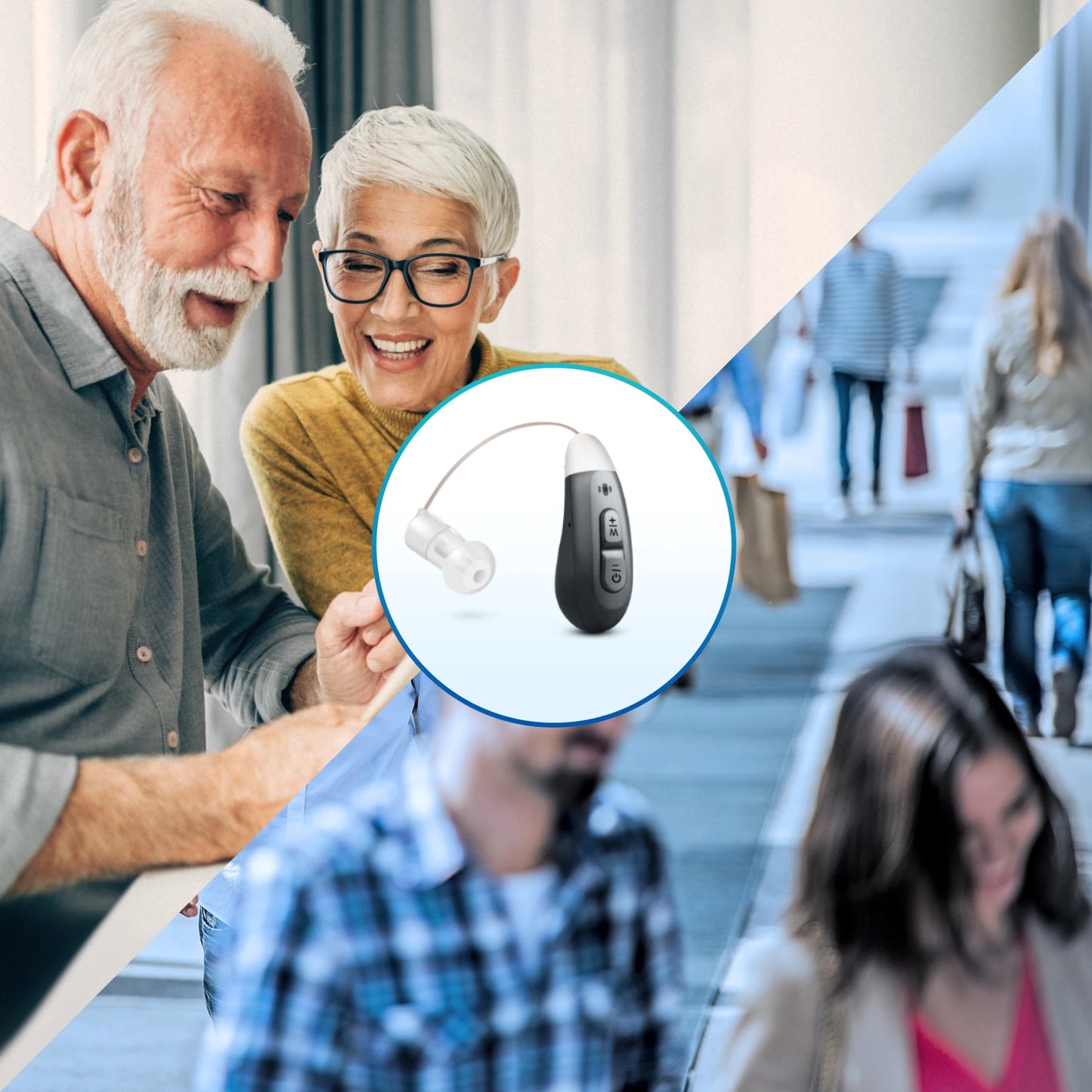 JINGHAO 1Pair Rechargeable Hearing Aids BTE Hearing Amplifier with Charger Dock Sound Device Elderly Talker Grey