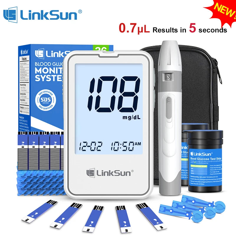 Blood Glucose Meter Glucometer Kit Medical Diabetes Testing Blood Sugar Tester Digital Glucosemeter Complete Kit