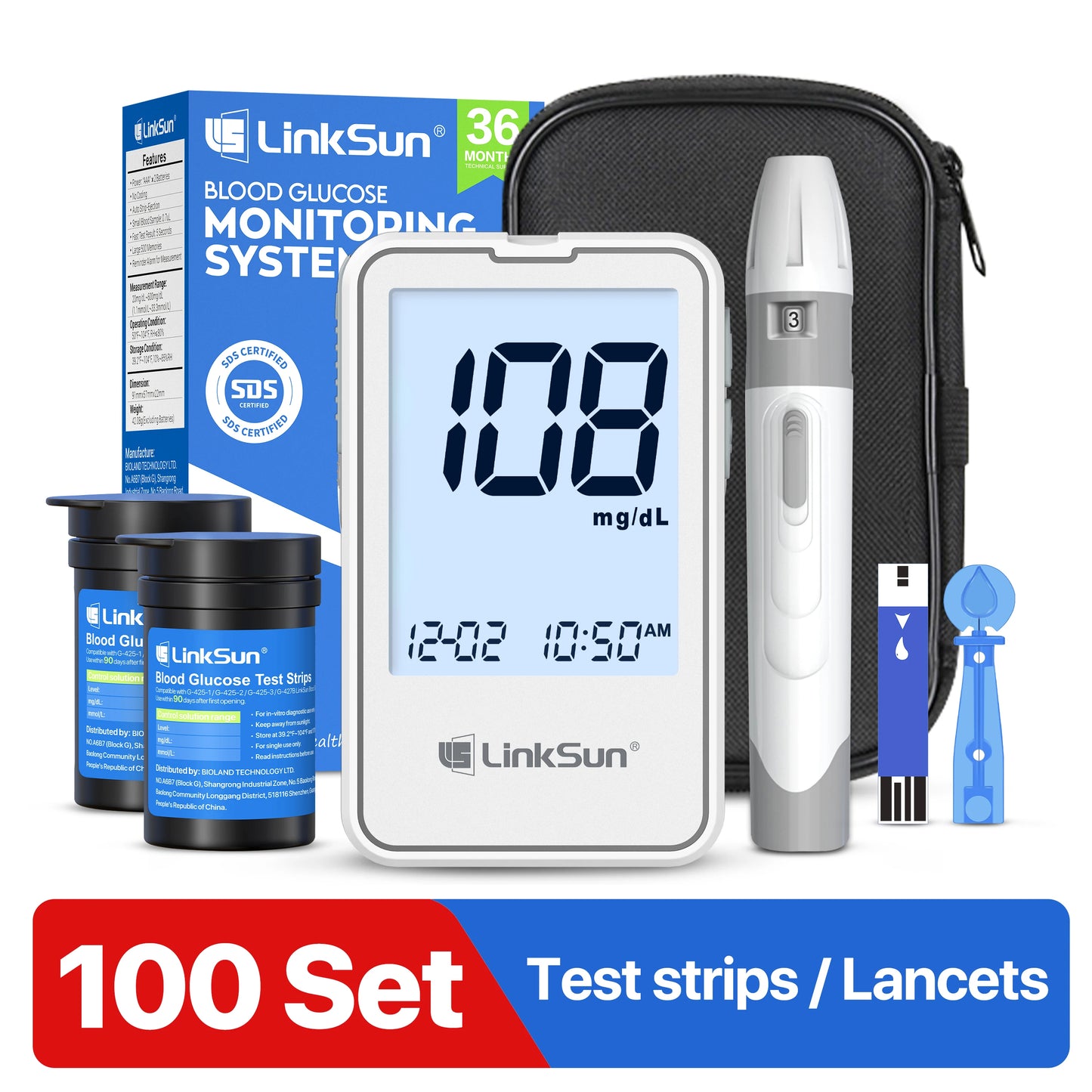 Blood Glucose Meter Glucometer Kit Medical Diabetes Testing Blood Sugar Tester Digital Glucosemeter Complete Kit