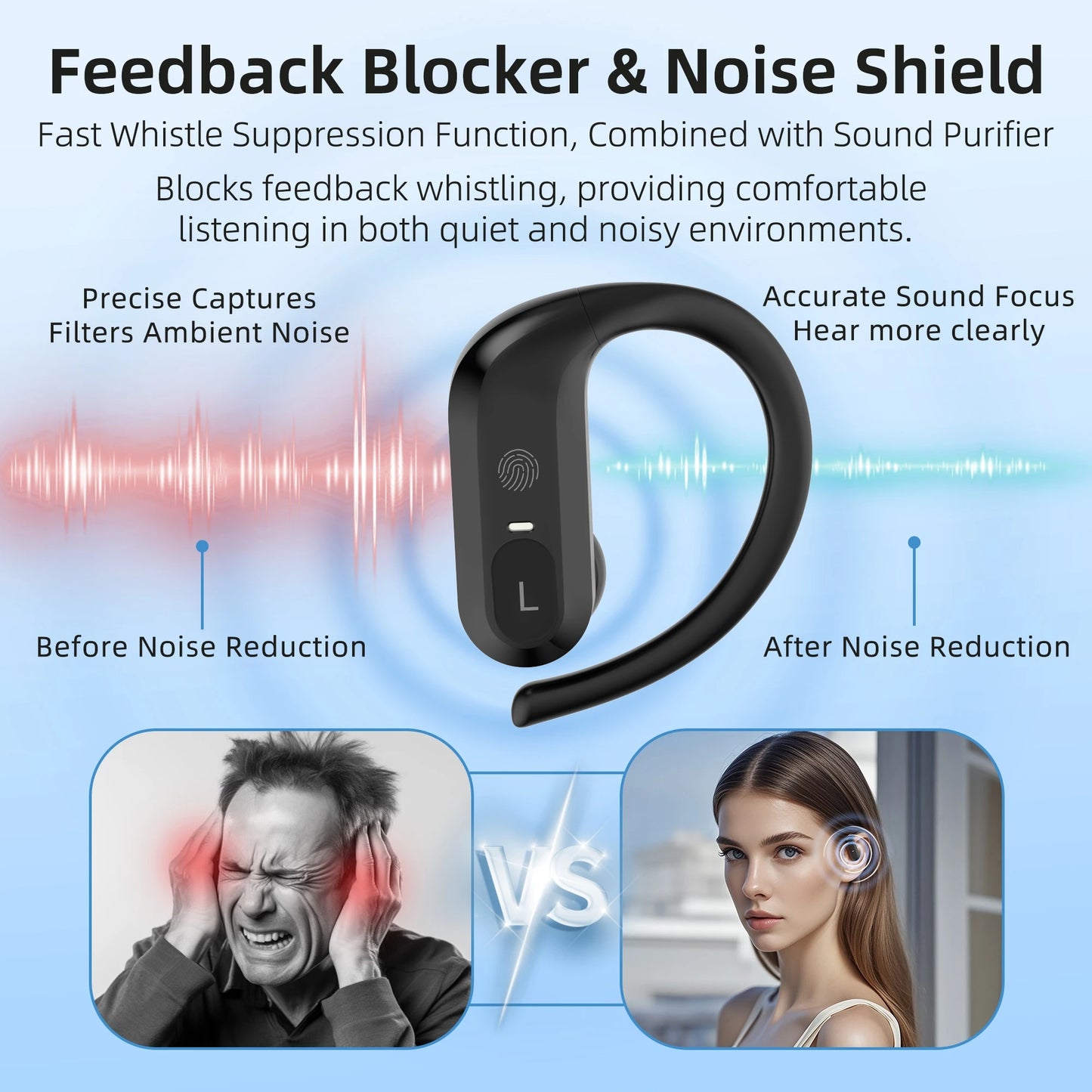 BTE Wireless hearing aids headphones rechargeable for the deaf severe hearing loss sound amplifier